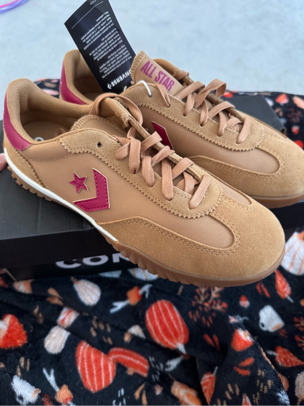Converse Run Star Trainer Sneakers in Cognac and Sporty Berry